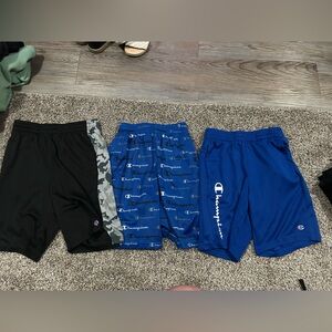 Champion Trio: Blue, Black & Gray Athletic Shorts Set